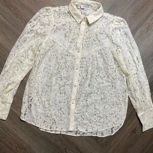 Calligraphie Blouse Womens Small Ivory Lace Edwardian Victorian Cuff Romantic‎